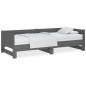 Dormeuse Estraibile Grigia Legno Massello di Pino 2x(90x190) cm Dormeuse Estraibile Grigia Legno Massello di Pino 2x(90x190) cm