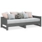 Dormeuse Estraibile Grigia Legno Massello di Pino 2x(90x190) cm Dormeuse Estraibile Grigia Legno Massello di Pino 2x(90x190) cm