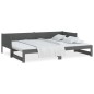 Dormeuse Estraibile Grigia Legno Massello di Pino 2x(90x190) cm Dormeuse Estraibile Grigia Legno Massello di Pino 2x(90x190) cm