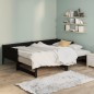 Dormeuse Estraibile Nera in Legno Massello di Pino 2x(90x200)cm Dormeuse Estraibile Nera in Legno Massello di Pino 2x(90x200)cm