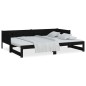 Dormeuse Estraibile Nera in Legno Massello di Pino 2x(90x200)cm Dormeuse Estraibile Nera in Legno Massello di Pino 2x(90x200)cm