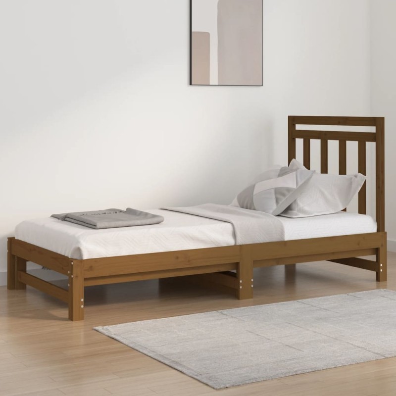 Dormeuse Estraibile Miele 2x(90x200) cm Legno Massello di Pino