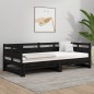 Dormeuse Estraibile Nera in Legno Massello di Pino 2x(90x190)cm Dormeuse Estraibile Nera in Legno Massello di Pino 2x(90x190)cm