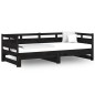 Dormeuse Estraibile Nera in Legno Massello di Pino 2x(90x190)cm Dormeuse Estraibile Nera in Legno Massello di Pino 2x(90x190)cm