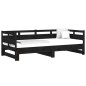 Dormeuse Estraibile Nera in Legno Massello di Pino 2x(90x190)cm Dormeuse Estraibile Nera in Legno Massello di Pino 2x(90x190)cm