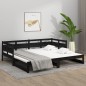 Dormeuse Estraibile Nera in Legno Massello di Pino 2x(90x190)cm Dormeuse Estraibile Nera in Legno Massello di Pino 2x(90x190)cm