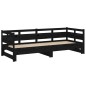 Dormeuse Estraibile Nera in Legno Massello di Pino 2x(90x190)cm Dormeuse Estraibile Nera in Legno Massello di Pino 2x(90x190)cm