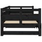 Dormeuse Estraibile Nera in Legno Massello di Pino 2x(90x190)cm Dormeuse Estraibile Nera in Legno Massello di Pino 2x(90x190)cm