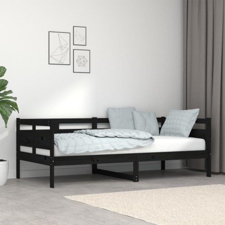 Dormeuse Nera in Legno Massello di Pino 90x190 cm