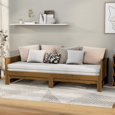 Dormeuse Estraibile Miele Legno Massello di Pino 2x(90x190) cm