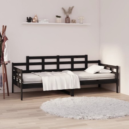 Dormeuse Nera in Legno Massello di Pino 90x200 cm