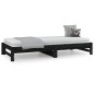 Dormeuse Estraibile Nera 2x(80x200) cm Legno Massello di Pino Dormeuse Estraibile Nera 2x(80x200) cm Legno Massello di Pino