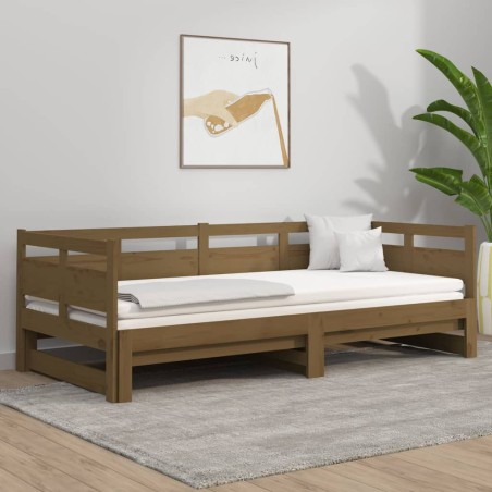 Dormeuse Estraibile Miele Legno Massello di Pino 2x(90x200) cm