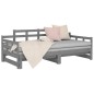 Dormeuse Estraibile Grigia Legno Massello di Pino 2x(90x200) cm Dormeuse Estraibile Grigia Legno Massello di Pino 2x(90x200) cm
