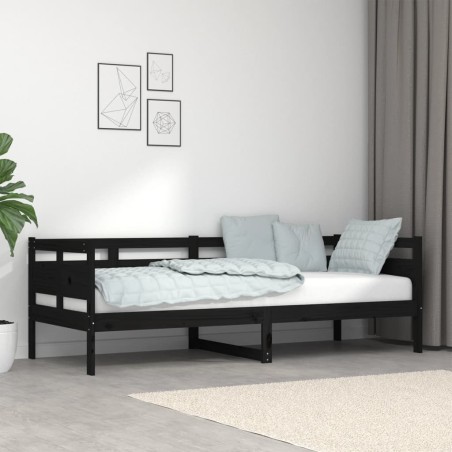 Dormeuse Nera in Legno Massello di Pino 80x200 cm