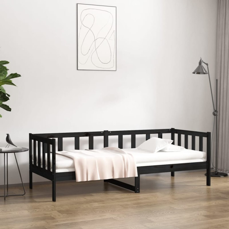 Dormeuse Nera 90x190 cm in Legno Massello di Pino Dormeuse Nera 90x190 cm in Legno Massello di Pino