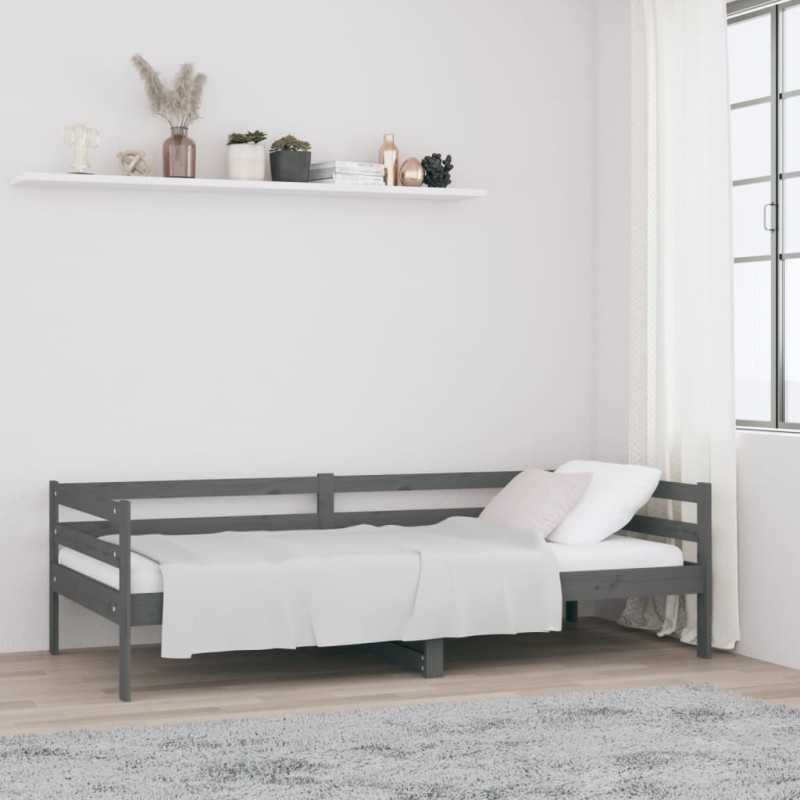 Dormeuse Grigia 90x190 cm in Legno Massello di Pino Dormeuse Grigia 90x190 cm in Legno Massello di Pino