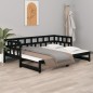 Dormeuse Estraibile Nera in Legno Massello di Pino 2x(90x200)cm Dormeuse Estraibile Nera in Legno Massello di Pino 2x(90x200)cm