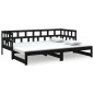 Dormeuse Estraibile Nera in Legno Massello di Pino 2x(90x200)cm Dormeuse Estraibile Nera in Legno Massello di Pino 2x(90x200)cm
