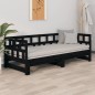 Dormeuse Estraibile Nera in Legno Massello di Pino 2x(90x200)cm Dormeuse Estraibile Nera in Legno Massello di Pino 2x(90x200)cm
