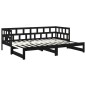 Dormeuse Estraibile Nera in Legno Massello di Pino 2x(90x200)cm Dormeuse Estraibile Nera in Legno Massello di Pino 2x(90x200)cm