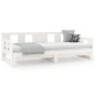 Dormeuse Estraibile Bianca Legno Massello di Pino 2x(80x200) cm Dormeuse Estraibile Bianca Legno Massello di Pino 2x(80x200) cm
