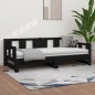 Dormeuse Estraibile Nera in Legno Massello di Pino 2x(90x190)cm Dormeuse Estraibile Nera in Legno Massello di Pino 2x(90x190)cm