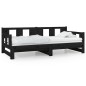 Dormeuse Estraibile Nera in Legno Massello di Pino 2x(90x190)cm Dormeuse Estraibile Nera in Legno Massello di Pino 2x(90x190)cm
