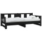 Dormeuse Estraibile Nera in Legno Massello di Pino 2x(90x190)cm Dormeuse Estraibile Nera in Legno Massello di Pino 2x(90x190)cm