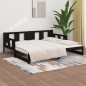 Dormeuse Estraibile Nera in Legno Massello di Pino 2x(90x190)cm Dormeuse Estraibile Nera in Legno Massello di Pino 2x(90x190)cm