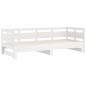Dormeuse Estraibile Bianca Legno Massello di Pino 2x(90x200) cm Dormeuse Estraibile Bianca Legno Massello di Pino 2x(90x200) cm