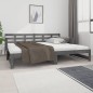 Dormeuse Estraibile Grigia Legno Massello di Pino 2x(90x200) cm