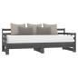 Dormeuse Estraibile Grigia Legno Massello di Pino 2x(90x200) cm