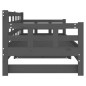 Dormeuse Estraibile Grigia Legno Massello di Pino 2x(90x200) cm