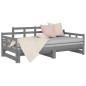 Dormeuse Estraibile Grigia Legno Massello di Pino 2x(80x200) cm Dormeuse Estraibile Grigia Legno Massello di Pino 2x(80x200) cm
