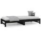 Dormeuse Estraibile Nera 2x(90x190) cm Legno Massello di Pino Dormeuse Estraibile Nera 2x(90x190) cm Legno Massello di Pino