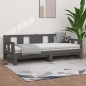 Dormeuse Estraibile Grigia Legno Massello di Pino 2x(80x200) cm