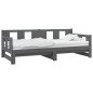 Dormeuse Estraibile Grigia Legno Massello di Pino 2x(80x200) cm