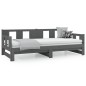 Dormeuse Estraibile Grigia Legno Massello di Pino 2x(80x200) cm