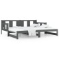 Dormeuse Estraibile Grigia Legno Massello di Pino 2x(80x200) cm