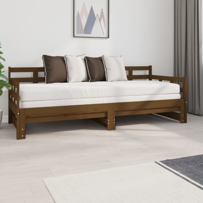 Dormeuse Estraibile Miele Legno Massello di Pino 2x(80x200) cm