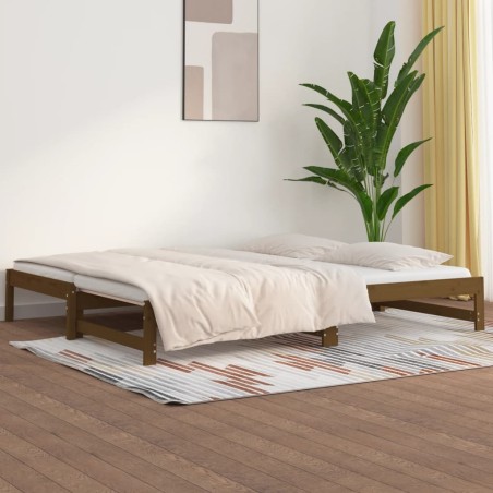 Dormeuse Estraibile Miele 2x(90x190) cm Legno Massello di Pino