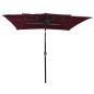 Ombrellone a 3 Livelli Palo in Alluminio Rosso Bordò 2,5x2,5 m Ombrellone a 3 Livelli Palo in Alluminio Rosso Bordò 2,5x2,5 m