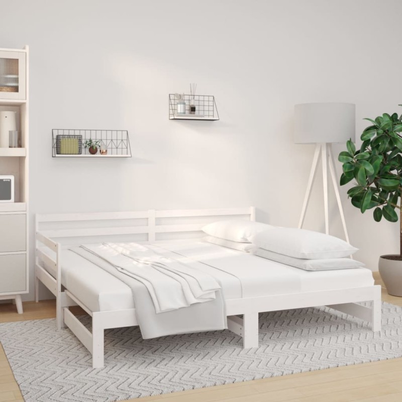 Dormeuse Estraibile Bianca 2x(90x190) cm Legno Massello di Pino Dormeuse Estraibile Bianca 2x(90x190) cm Legno Massello di Pino