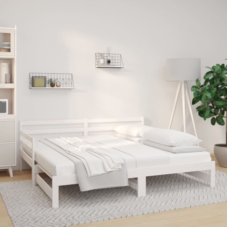 Dormeuse Estraibile Bianca 2x(90x190) cm Legno Massello di Pino
