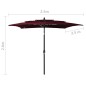 Ombrellone a 3 Livelli Palo in Alluminio Rosso Bordò 2,5x2,5 m Ombrellone a 3 Livelli Palo in Alluminio Rosso Bordò 2,5x2,5 m