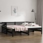 Dormeuse Estraibile Nera 2x(90x190) cm Legno Massello di Pino Dormeuse Estraibile Nera 2x(90x190) cm Legno Massello di Pino