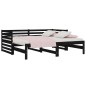 Dormeuse Estraibile Nera 2x(90x190) cm Legno Massello di Pino Dormeuse Estraibile Nera 2x(90x190) cm Legno Massello di Pino