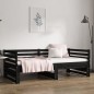 Dormeuse Estraibile Nera 2x(90x190) cm Legno Massello di Pino Dormeuse Estraibile Nera 2x(90x190) cm Legno Massello di Pino