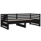 Dormeuse Estraibile Nera 2x(90x190) cm Legno Massello di Pino Dormeuse Estraibile Nera 2x(90x190) cm Legno Massello di Pino